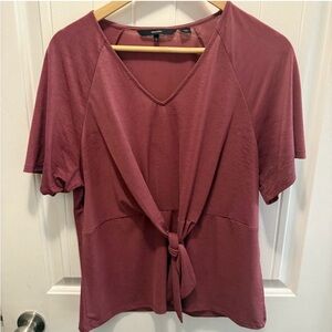 Vero Moda Dark Rose Tie Front Blouse Size M – Short Sleeve Spring Top